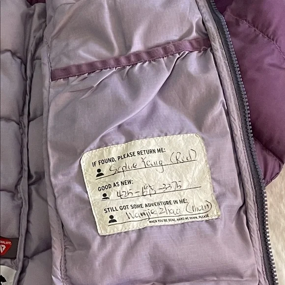 REI 2tone Lavender Hooded Puffer Jacket SZ 6-7 - Picture 5 of 7